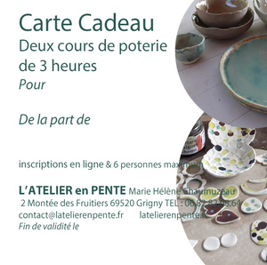 Carte Cadeau Deux cours de poterie