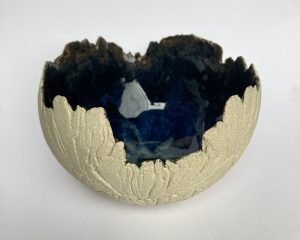 Coquille décorative grès ecru 17cm